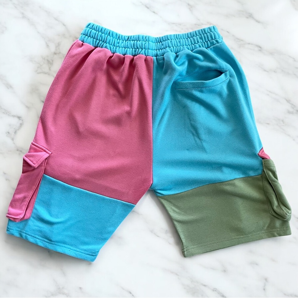 Men’s Colorblock Fleece Style Cargo Shorts